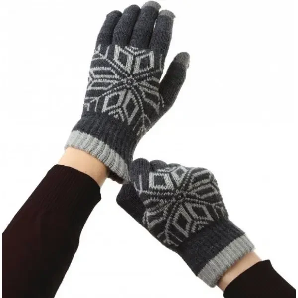 Рукавички ArmorStandart Touch Gloves Snowflake з орнаментом Light Grey 4