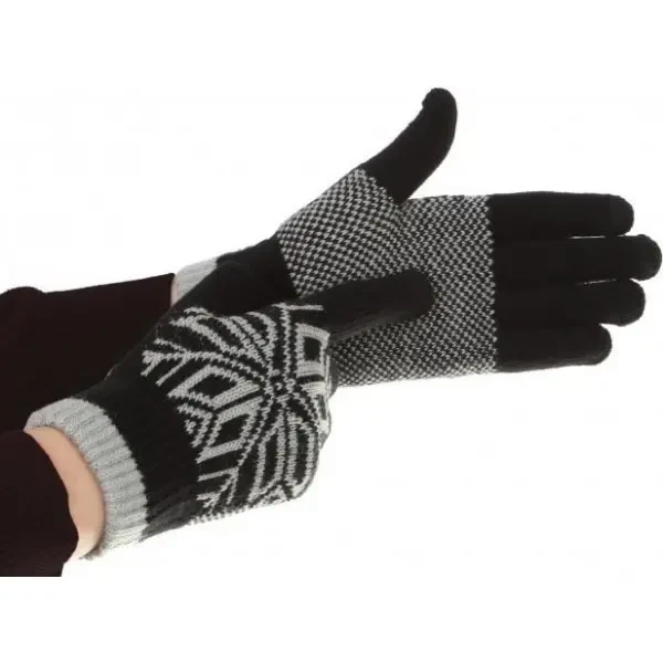 Рукавички ArmorStandart Touch Gloves Snowflake с орнаментом Black 2