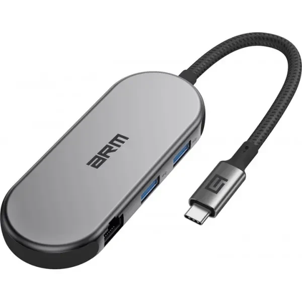 USB HUB ArmorStandart Type-C to HD4K+LAN+PD+2USB+TF/SDcard Gray (ARM69365)