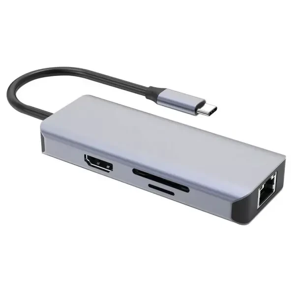USB HUB Proove Iron Link 6 in 1 (2*USB3.0 + SD/TF + RJ45 + HDMI) Silver (HBI700010004) 2