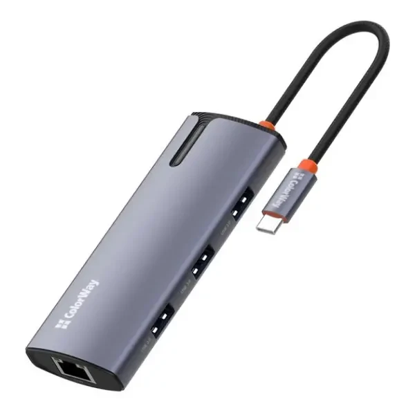 ColorWay USB HUB СolorWay Type-C 6-in-1 Type C PD 100W/USB3.0х3/USB2.0/RJ45 (CW-HUB03)