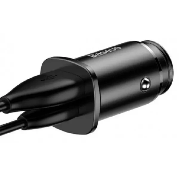 Автомобільний зарядний пристрій Baseus Square Metal A+C 30W PD3.0, QC4.0+, SCP, AFC Black (CCALL-AS01) 3