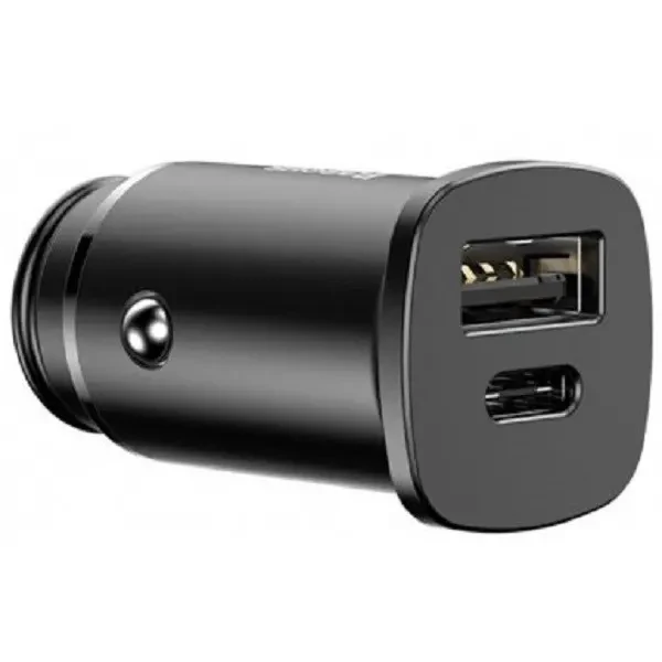 Автомобільний зарядний пристрій Baseus Square Metal A+C 30W PD3.0, QC4.0+, SCP, AFC Black (CCALL-AS01) 2
