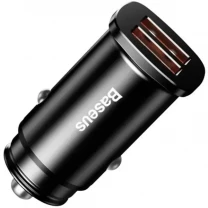 Автомобільний зарядний пристрій Baseus Square Metal QC 2USB 3.0 30W Black (CCALL-DS01)
