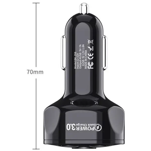Автомобільний зарядний пристрій Fonken 3USB Quick Charge 3.0 2.1A Black 3