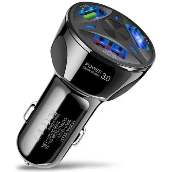 Автомобільний зарядний пристрій Fonken 3USB Quick Charge 3.0 2.1A Black