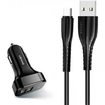 Автомобільний зарядний пристрій Usams C13 King-Tu 2USB 2.1A + cable Micro Black