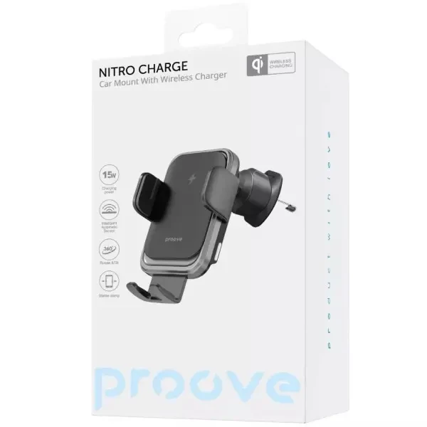 Автомобільний тримач з БЗП Proove Nitro Charge 15W Matte Black (WHNC15002005) 2