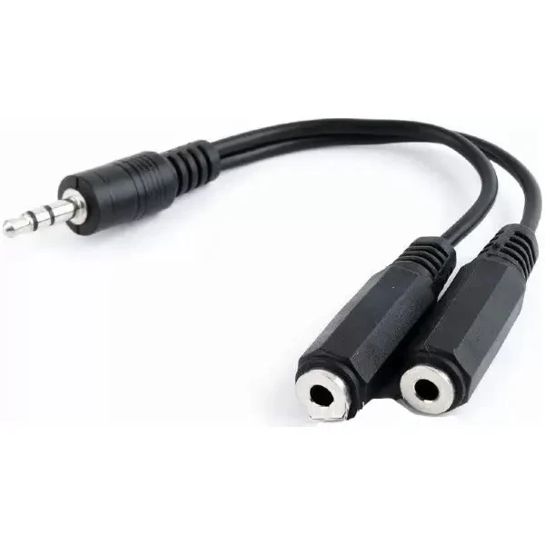 Аудіо-кабель Atcom mini-jack 3.5mm(M) to 2xmini-jack 3.5mm(F) 0.1м, Black (16850)