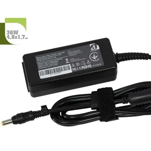 DM Блок живлення 1StCharger для ноутбука Asus 12V 36W 3A 4.8х1.7мм + каб.жив. (AC1STAS36WD2)