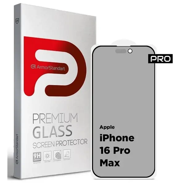 Захисне скло ArmorStandart Pro Anti-spy Matte для Apple iPhone 16 Pro Max Black (ARM79400)