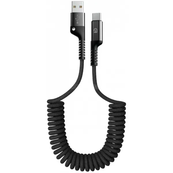 Кабель ArmorStandart AR17 Spiral USB to Type-C 2.4A 1m Black (ARM75390)