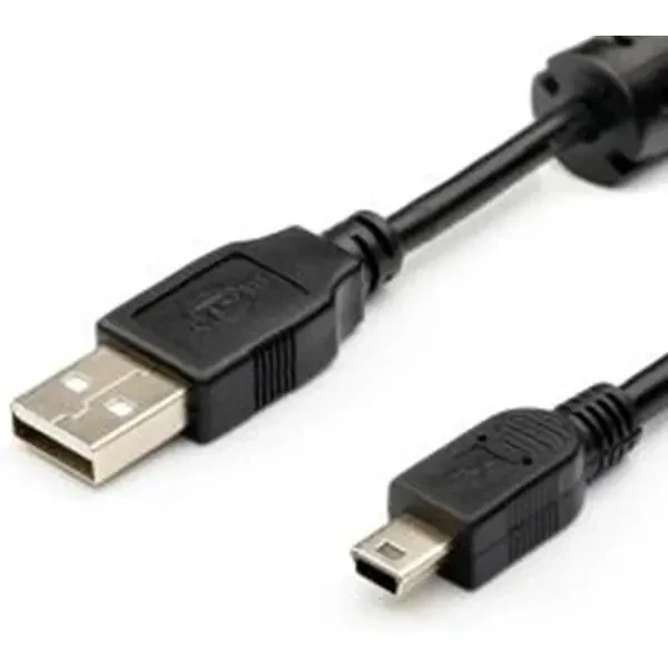 Кабель Atcom USB - mini USB V 2.0 (M/M) (5 pin) ферит 0.8 м Чорний (3793) 2