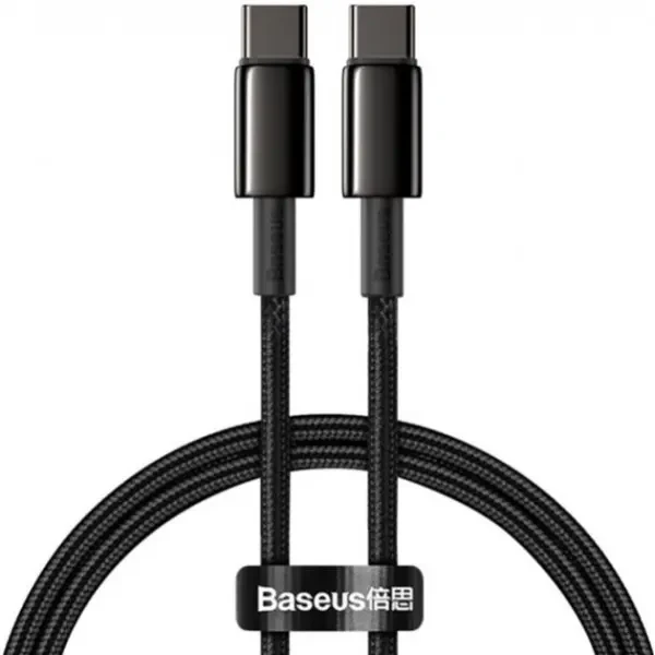 Кабель Baseus Tungsten Gold Fast Charging Type-C to Type-C 100W 1m Black (CATWJ-01)