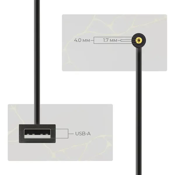 Кабель живлення ArmorStandart USB to DC 4.0x1.7 12V 0.8 м Black (ARM79301) 3