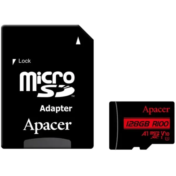 Карта пам'яті Apacer microSDHC 128GB UHS-I Class 10 + SD-адаптер (AP128GMCSX10UB-R)