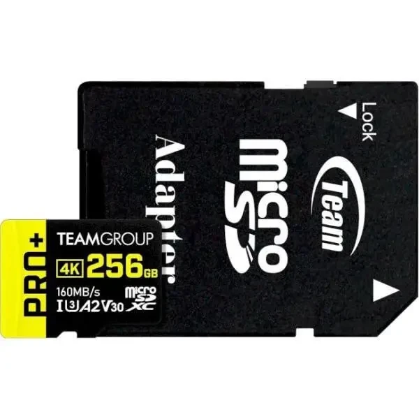 Карта пам'яті Team Pro+ microSDXC 256GB UHS-I/U3 Class 10 (TPPMSDX256GIA2V3003)