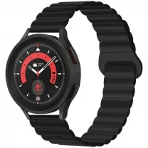 DM Магнітний ремінець Silicone з кільцем для смарт-годинника Samsung/Amazfit/Huawei (20mm) Black