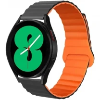 DM Магнітний ремінець Silicone з кільцем для смарт-годинника Samsung/Amazfit/Huawei (20mm) Black/Orange