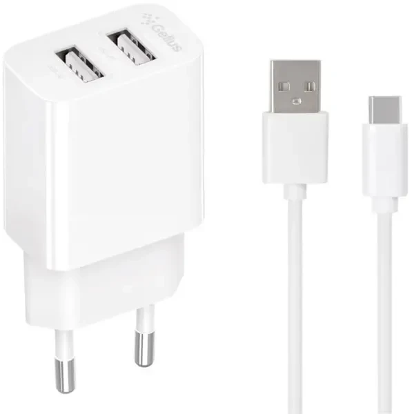 Мережевий зарядний пристрій  Gelius Simple GP-HC059 2 USB 2.4A + cable Type-C White