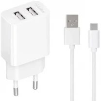Мережевий зарядний пристрій  Gelius Simple GP-HC059 2 USB 2.4A + cable Type-C White