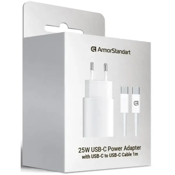 Мережевий зарядний пристрій ArmorStandart AR-TA800W USB-C 25W + cable USB-C to USB-C White (ARM63804) 2