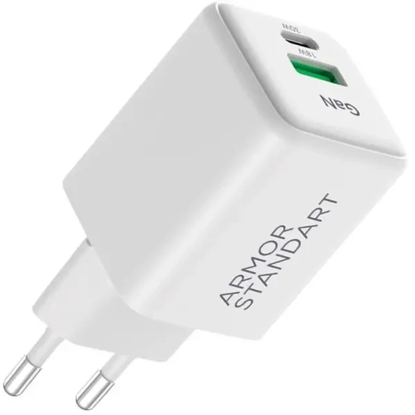 Мережевий зарядний пристрій ArmorStandart AR371 30W GaN Type-C + USB White (ARM77549) 2