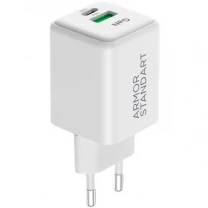 Мережевий зарядний пристрій ArmorStandart AR371 30W GaN Type-C + USB White (ARM77549)