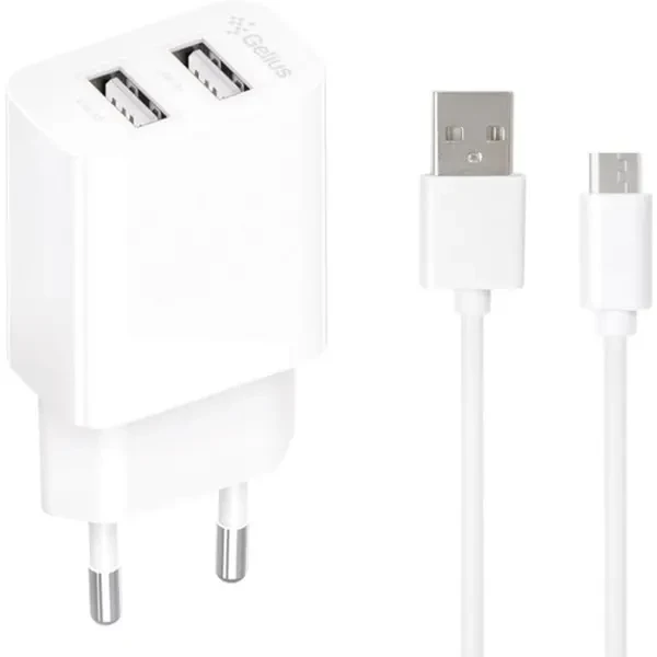 Мережевий зарядний пристрій Gelius Simple GP-HC059 2 USB 2.4A + cable microUSB White