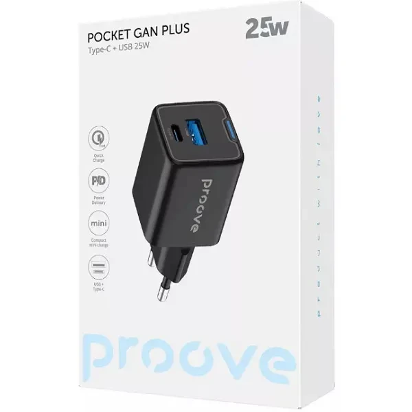 Мережевий зарядний пристрій Proove Pocket GaN Plus 25W (Type-C + USB) White (WCPG25111202) 2