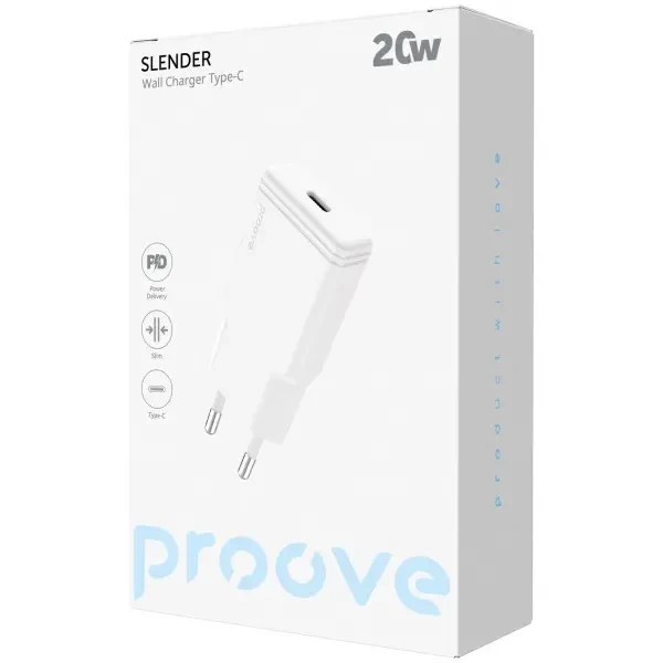 Мережевий зарядний пристрій Proove Slender 20W Type-C White (WCSS20010002) 5