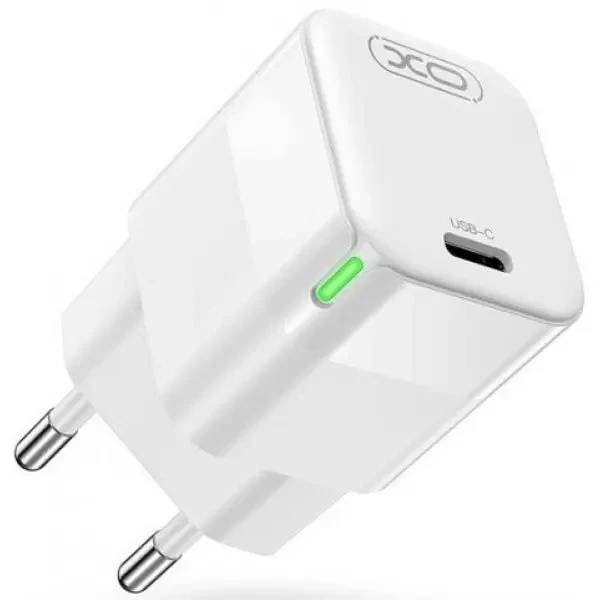 Мережевий зарядний пристрій XO CE06 GaN Lamp Display Single USB-C PD&QC3.0 30W 3A White 2