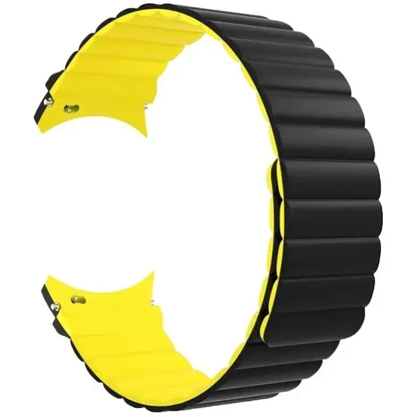 DM Ремінець Silicone Magnet для смарт-годинника Samsung/Amazfit/Huawei (20mm) Black/Yellow