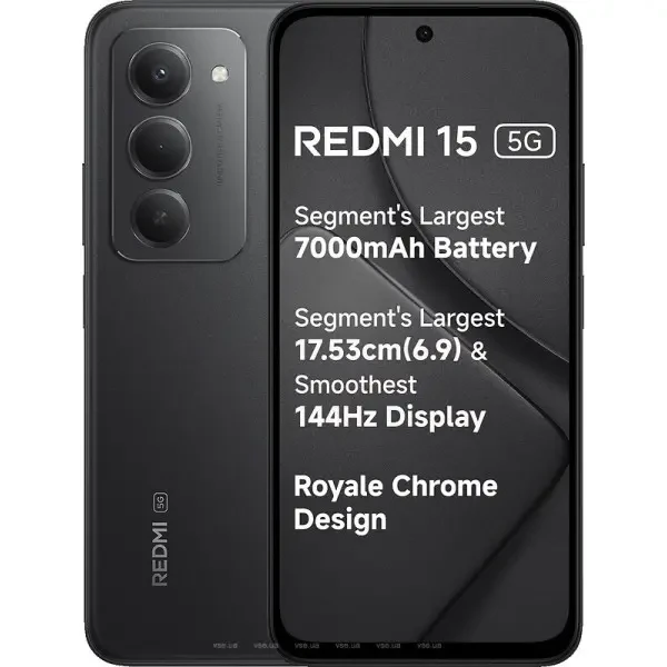 Смартфон Xiaomi Redmi 15 5G 4/128GB NFC Midnight Black (No Adapter) Global