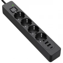 ColorWay Фільтр живлення СolorWay 4 розетки, 2USB-A,Type-C (24W) 2м Black (CW-CHE432PDB)
