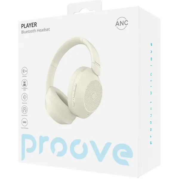 Bluetooth-гарнітура Proove Player with ANC Beige (HPPY00010007) 3