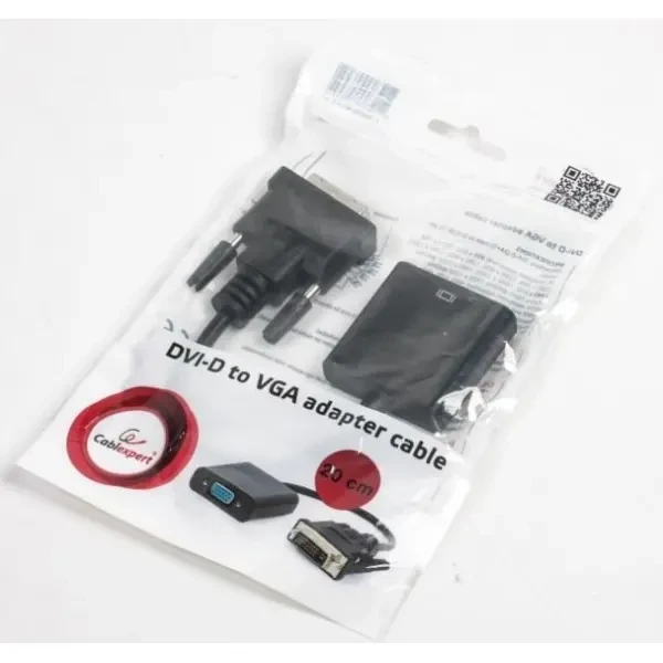 Адаптер Cablexpert DVI-D-VGA, 0.2 м, чорний (A-DVID-VGAF-01) 2