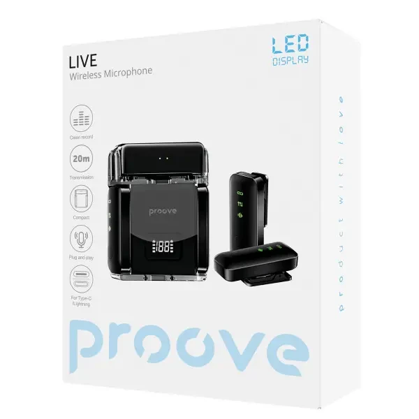 Мікрофон петличний бездротовий Proove Live Black (PLWM00012101) 6
