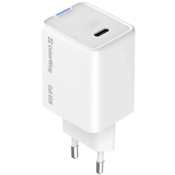 Мережевий зарядний пристрій ColorWay GaN Mini 65W PD Port PPS USB-C White (CW-CHS049PD-WT) 5