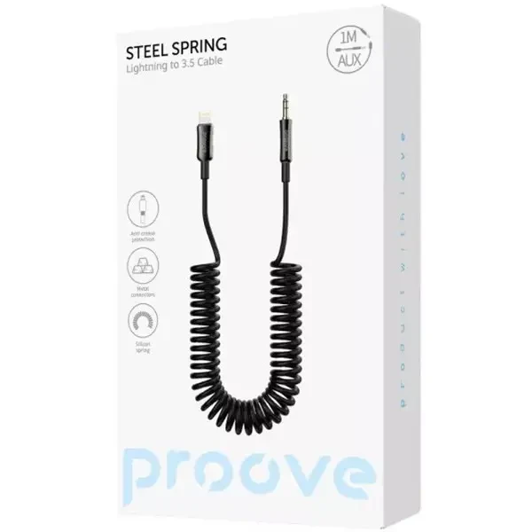 AUX кабель Proove Steel Spring Lightning to 3.5mm 1m Black (ACSS00005101) 2