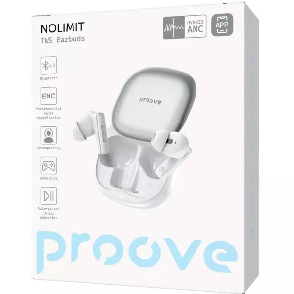 Bluetooth-гарнітура Proove NoLimit TWS with Hybrid ANC (APP) White/Silver (TWNL0001AP26) 4
