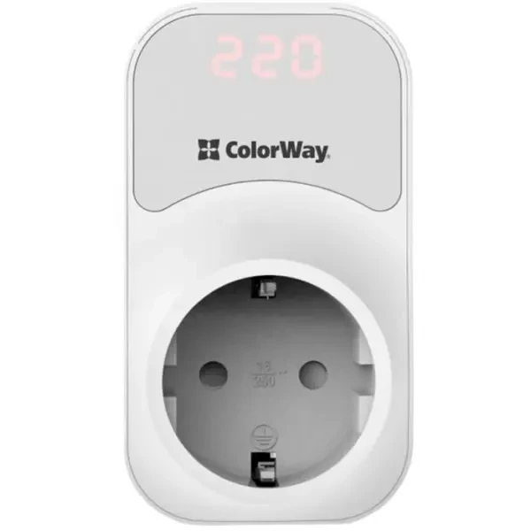 Реле напруги ColorWay (16A/3680W) 150V-210V/230V-280V DS1 White (CW-VR16-01D)