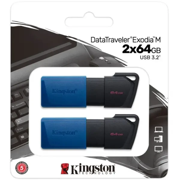 Флеш пам'ять Kingston DT Exodia M 2x64GB USB 3.2 Black/Blue (DTXM/64GB-2P) 2