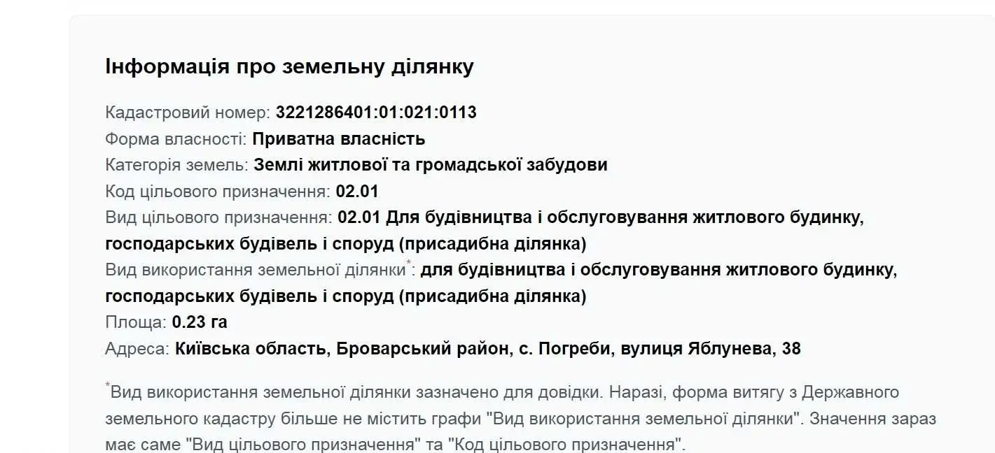 ділянка під житлову забудову Броварський, Погреби, Центральная 17