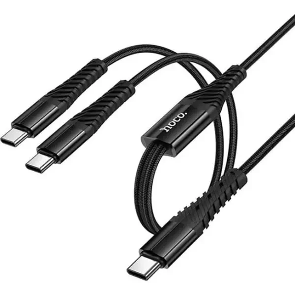 Кабель Hoco X123 2-in-1 Type-C to 2 Type-C 2.4A 1.2m Black 4
