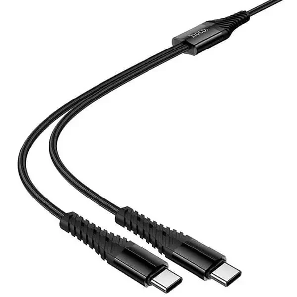 Кабель Hoco X123 2-in-1 Type-C to 2 Type-C 2.4A 1.2m Black 6
