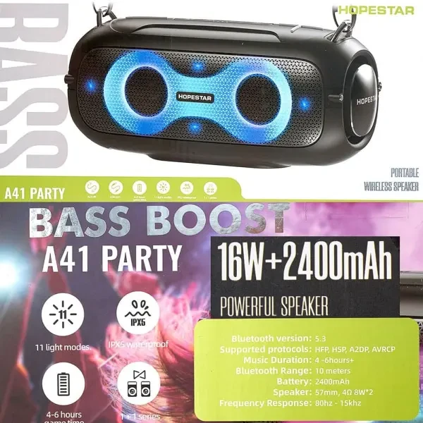 Колонка Bluetooth Hopestar A41 Party Black 3