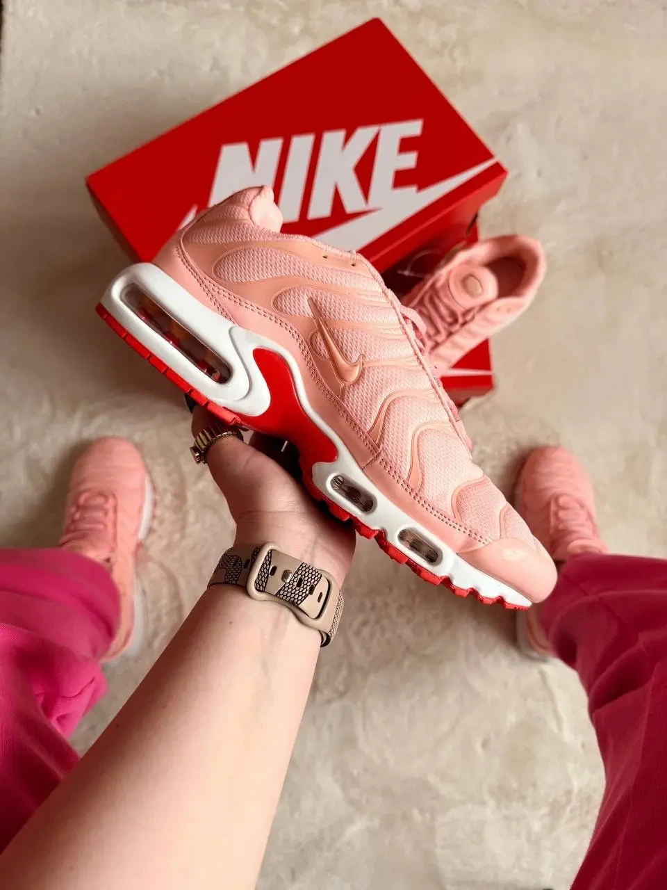 Кроссовки Женские Nike Air Max Tn Premium Rose & White Арт 216 (Найк Аир Макс ТН Премиум, унисекс) 2