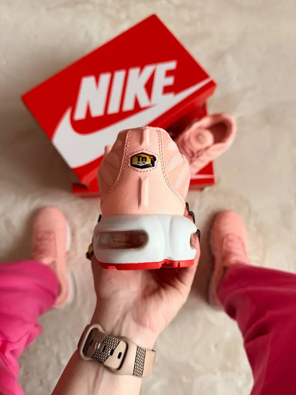 Кроссовки Женские Nike Air Max Tn Premium Rose & White Арт 216 (Найк Аир Макс ТН Премиум, унисекс) 6