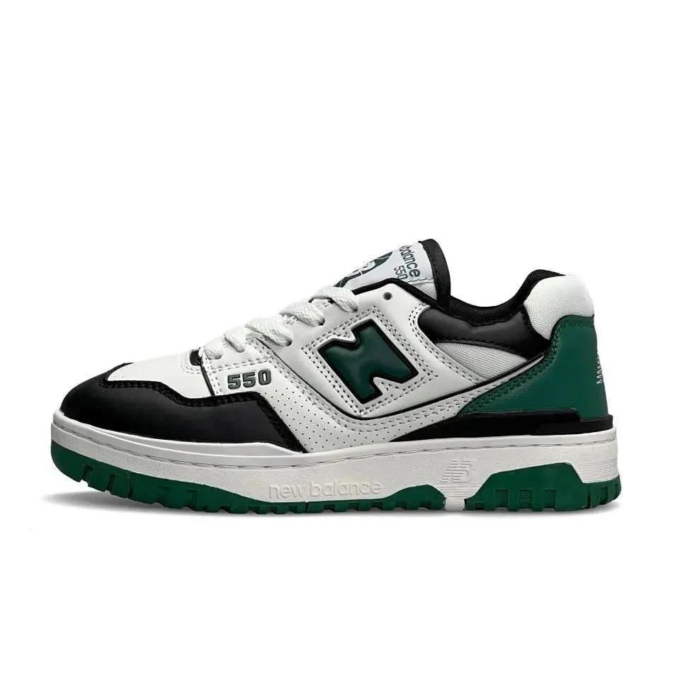 Кроссовки Мужские New Balance 550 Black & White & Green Арт 160 (изнашня Беленс)